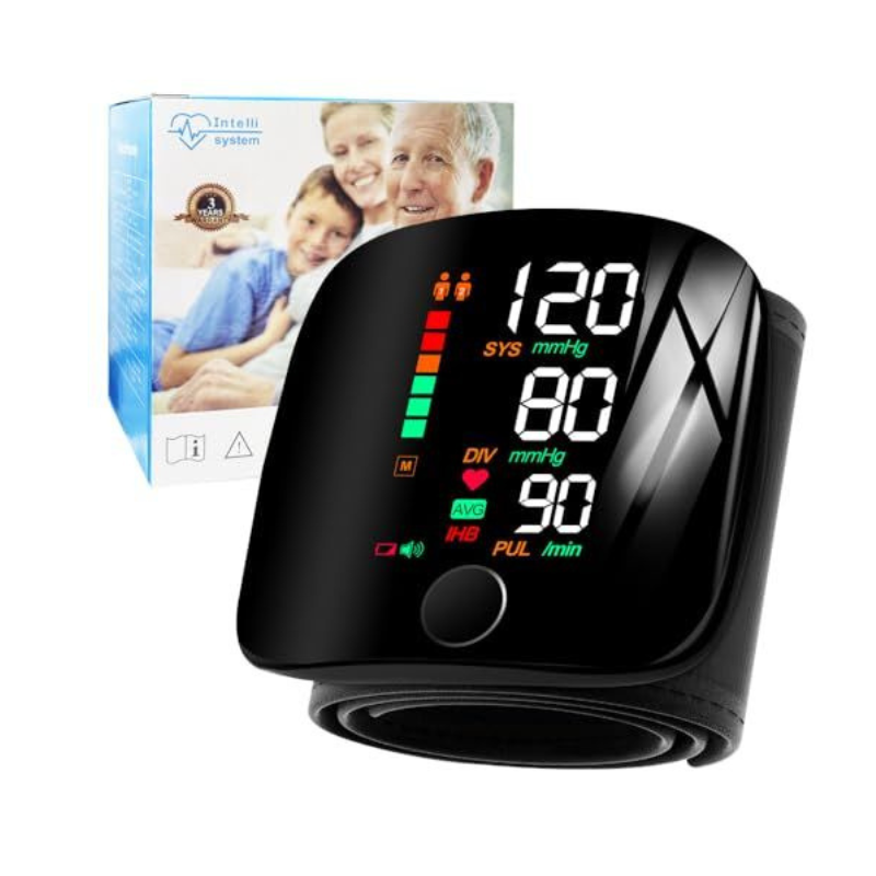 Wrist Blood Pressure Monitor Machine, Rechargeable with Adjustable Cuff
