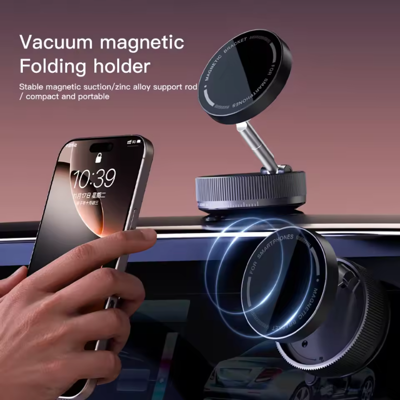 Vacuum Suction Magnetic Phone Holder with 360 Degree Rotation