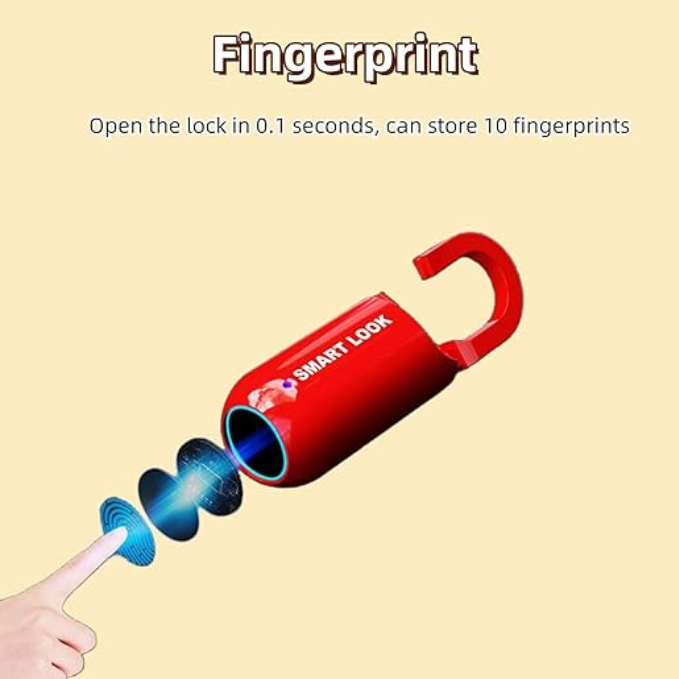 Smart Fingerprint Padlock, Rechargeable Small Locker | Bio-metric Key-less