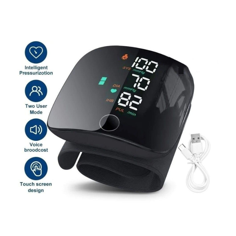 Wrist Blood Pressure Monitor Machine, Rechargeable with Adjustable Cuff