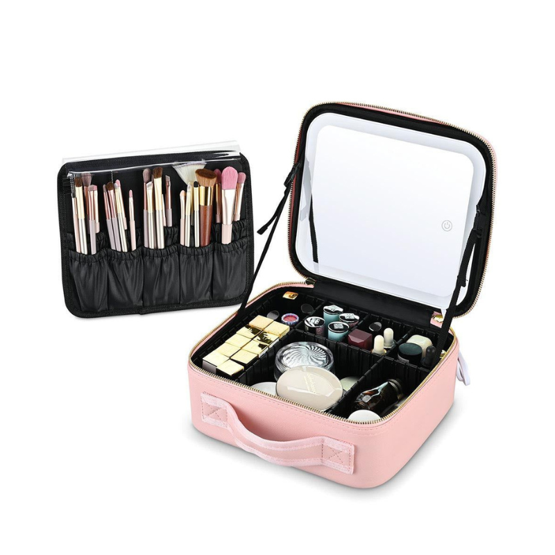 Smart Led Makeup Bag With Mirror Lights | Professional Cosmetic Case For Women