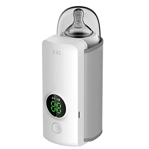 Portable Baby Milk Bottle Warmer with LCD Display, Rechargeable & Wireless