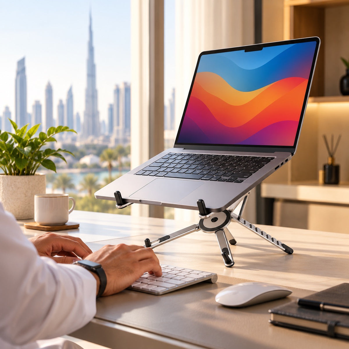 4-in-1 Foldable Laptop Stand & Magnetic Phone Holder