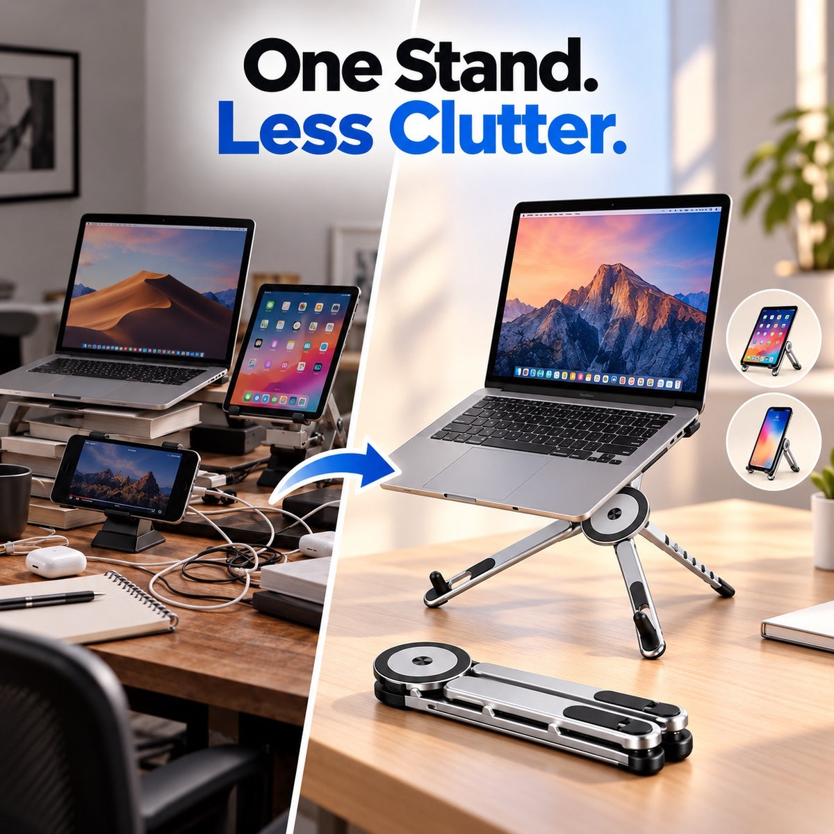 4-in-1 Foldable Laptop Stand & Magnetic Phone Holder