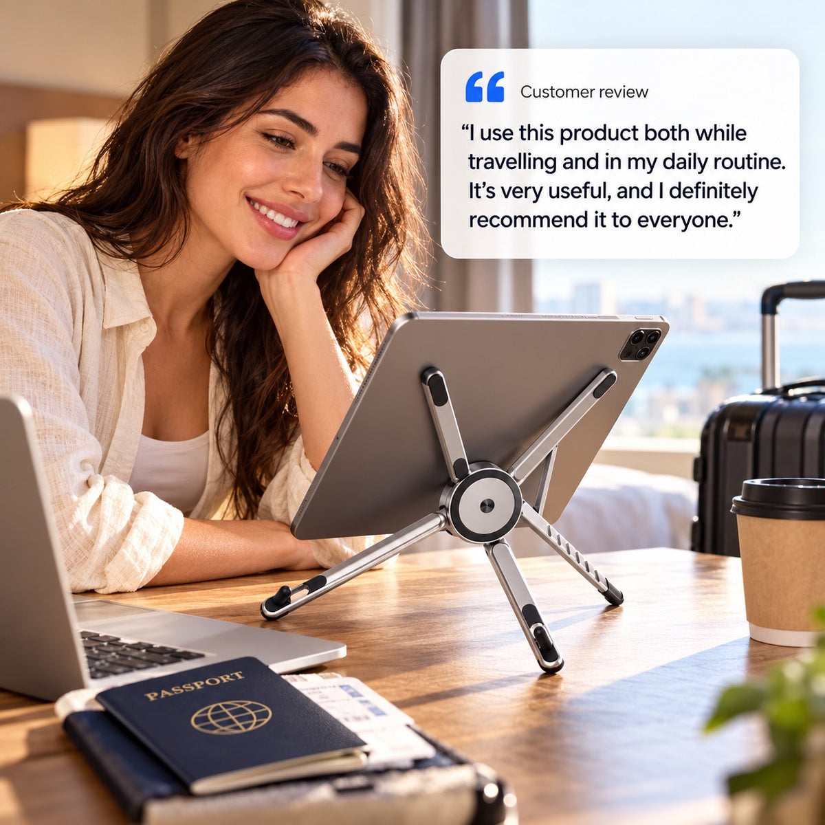 4-in-1 Foldable Laptop Stand & Magnetic Phone Holder