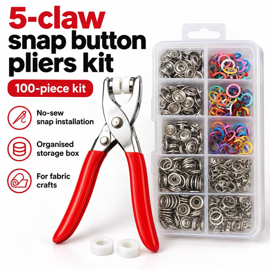 5-Claw Snap Button Pliers Kit for Clothing & Crafts