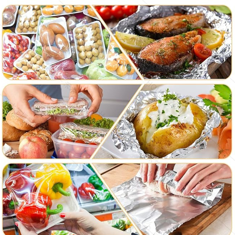 Plastic Wrap Dispenser with Cutter, Plastic Food Wrap Dispenser with Slide Cutter Refillable Cling Film Dispenser