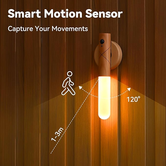 Rechargeable Motion Sensor Night Light, Magnetic LED Wall Sconce Wireless Motion