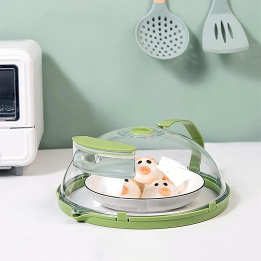 Microwave Splatter Cover Guard Lid Clear Plates Dish Covers Microwave Oven Food Cover with Handle and Water Storage Box