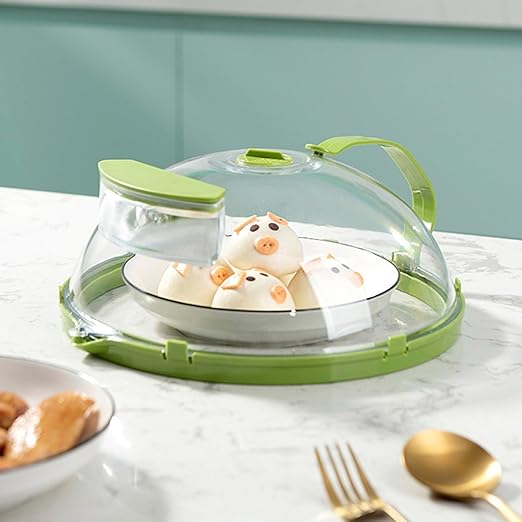 Microwave Splatter Cover Guard Lid Clear Plates Dish Covers Microwave Oven Food Cover with Handle and Water Storage Box