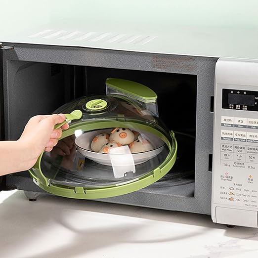 Microwave Splatter Cover Guard Lid Clear Plates Dish Covers Microwave Oven Food Cover with Handle and Water Storage Box