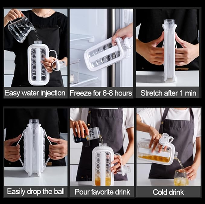 Collapsible Water Bottle, Ice Ball Making Mould, Home Travel Silicone Ice Compartment