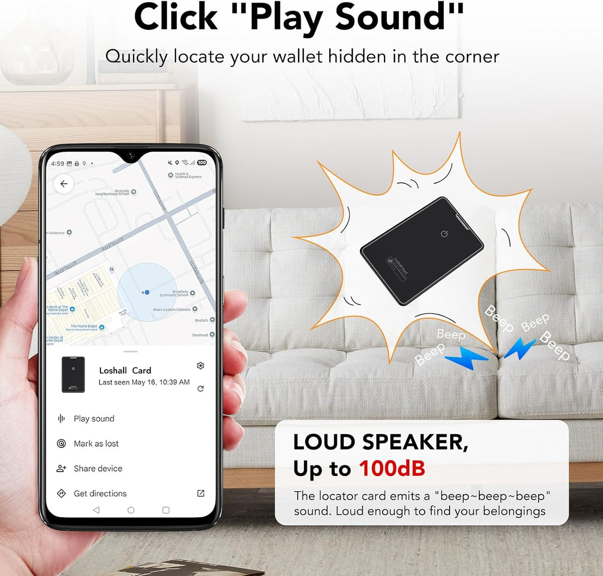 Slim Bluetooth Wallet Tracker Card, iOS or Android Version