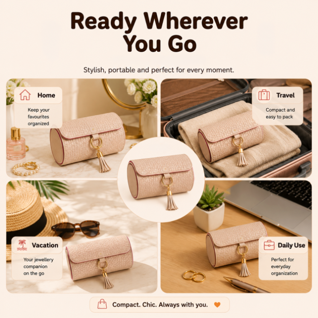 Vlando Viaggio Travel Jewellery Case with 3 Compartments