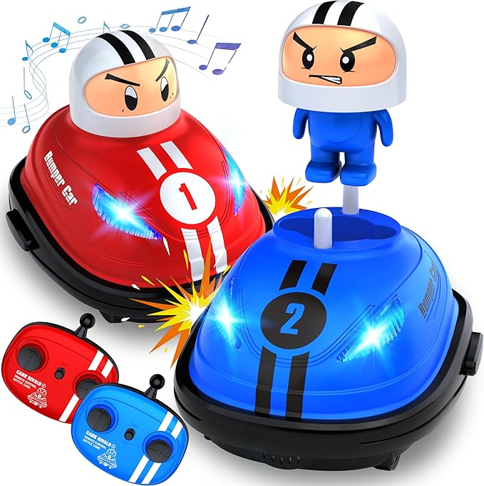 Set of 2 RC Bumper Cars,Remote Control Ejector Battle Bumper Cars with Light & Sound