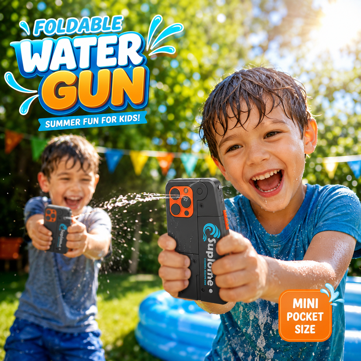 Phone Shaped Fordable Water Gun, Mini Pocket Size Summer Toy For Kids