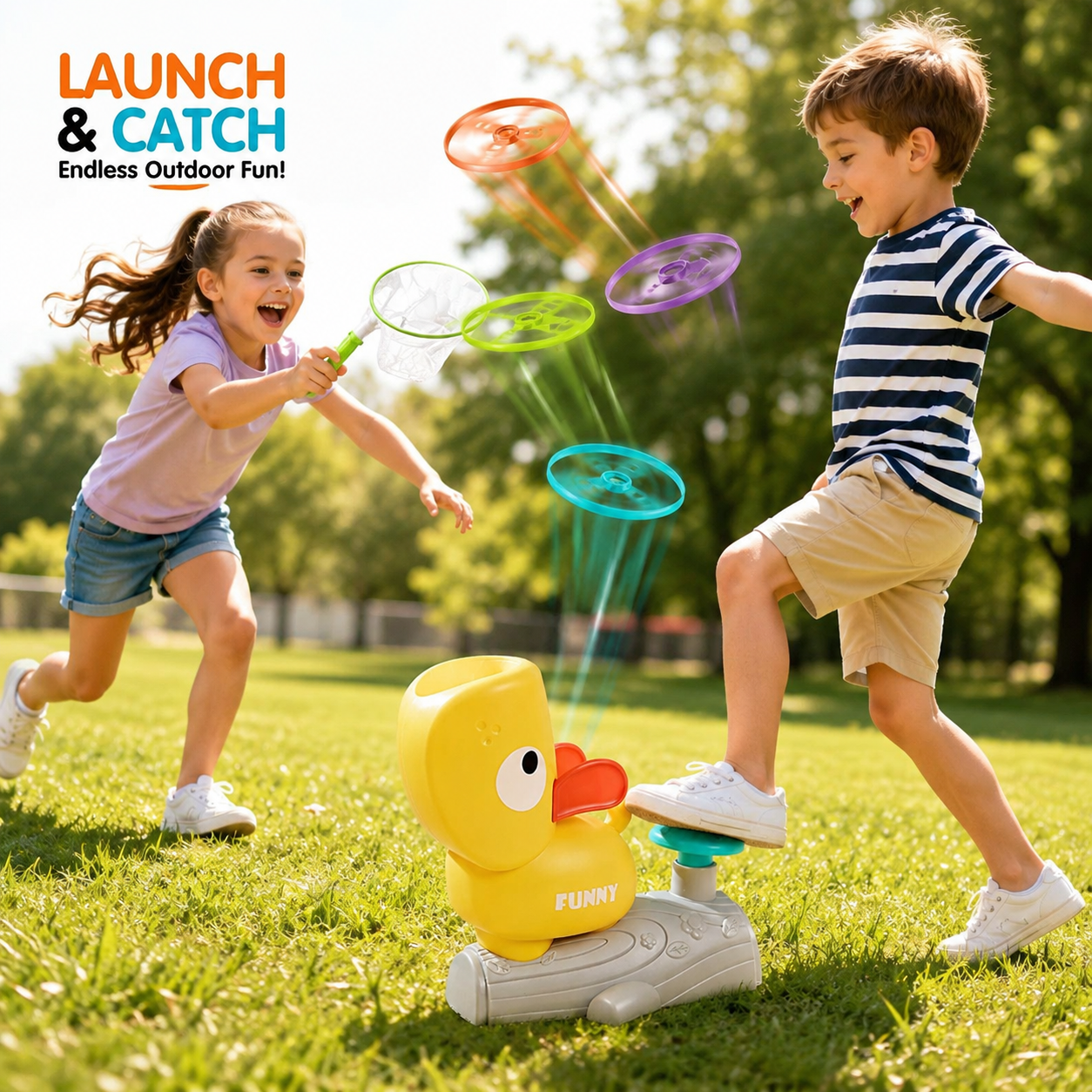 Flying Disc Launcher Toy, Flying Disc Launcher, Step-on Flying Saucer Launch Toy Set