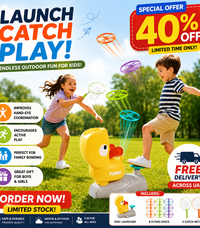 Flying Disc Launcher Toy, Flying Disc Launcher, Step-on Flying Saucer Launch Toy Set