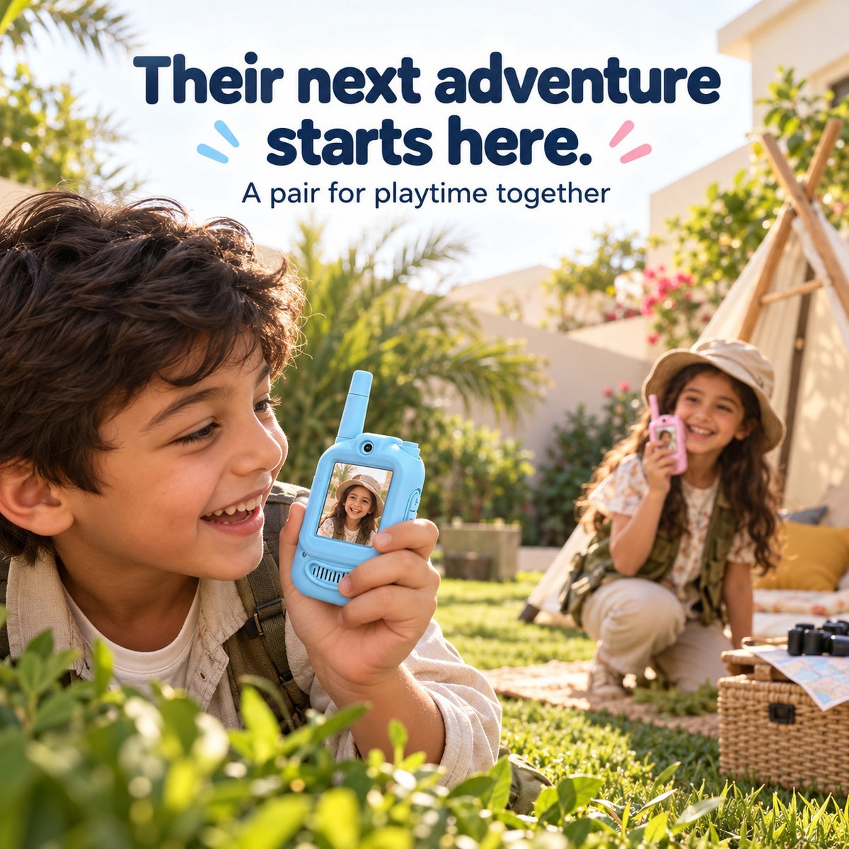 Kids’ Video Walkie-Talkies – Blue & Pink, 2 Pack