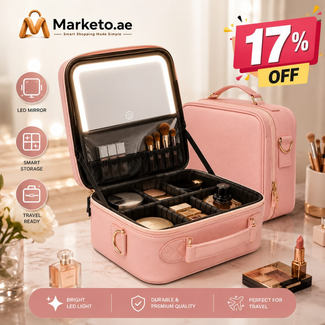 Smart Led Makeup Bag With Mirror Lights | Professional Cosmetic Case For Women