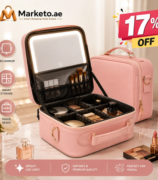 Smart Led Makeup Bag With Mirror Lights | Professional Cosmetic Case For Women