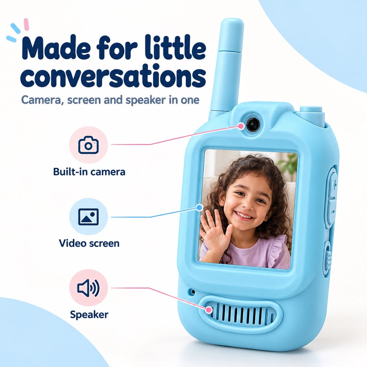 Kids’ Video Walkie-Talkies – Blue & Pink, 2 Pack