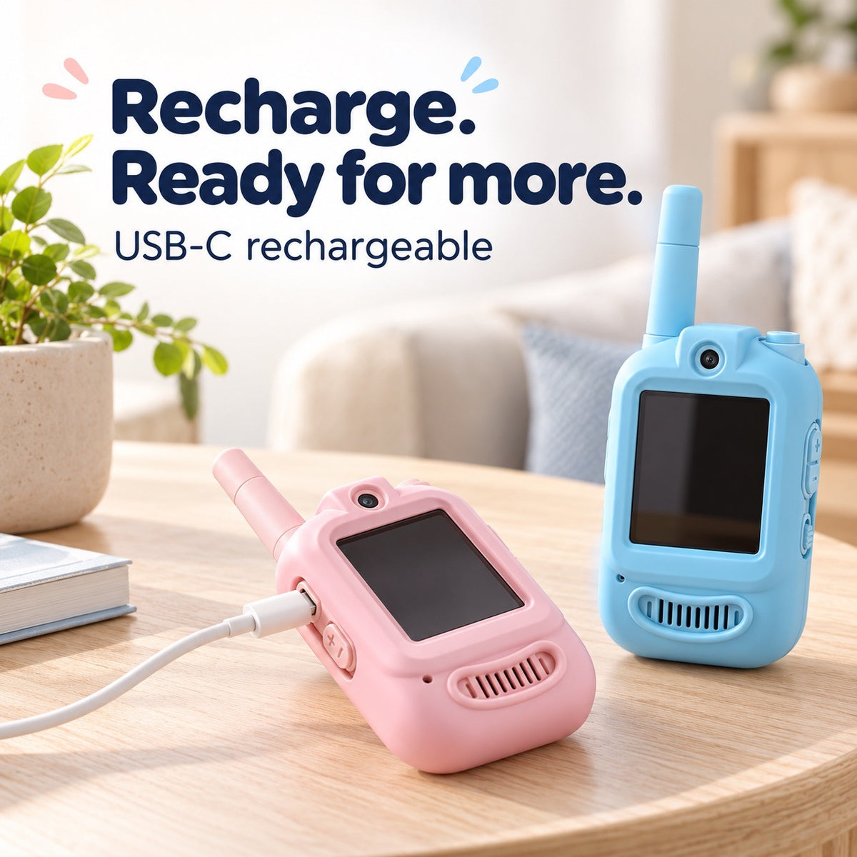 Kids’ Video Walkie-Talkies – Blue & Pink, 2 Pack