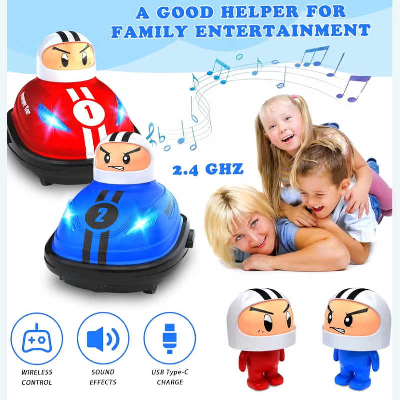 Set of 2 RC Bumper Cars,Remote Control Ejector Battle Bumper Cars with Light & Sound