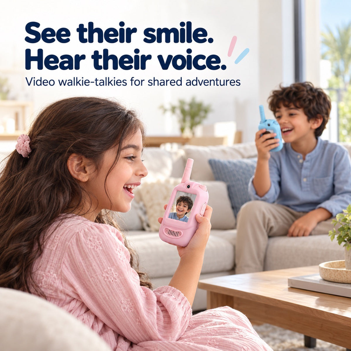 Kids’ Video Walkie-Talkies – Blue & Pink, 2 Pack