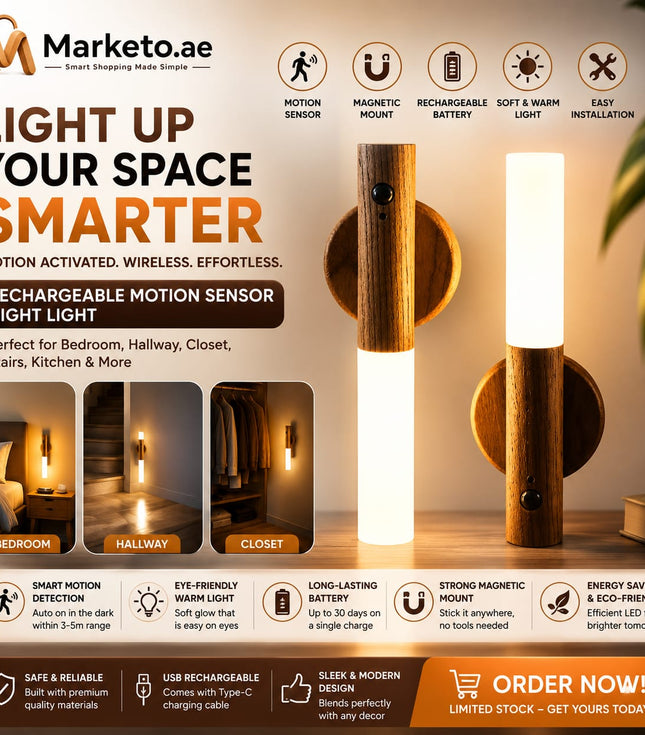 Rechargeable Motion Sensor Night Light | Magnetic LED Wall Sconce Wireless Motion