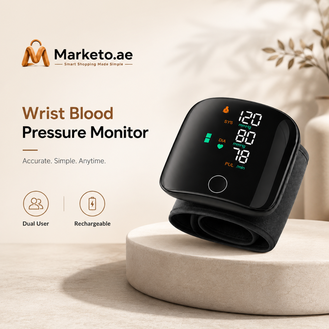 Wrist Blood Pressure Monitor Machine, Rechargeable with Adjustable Cuff