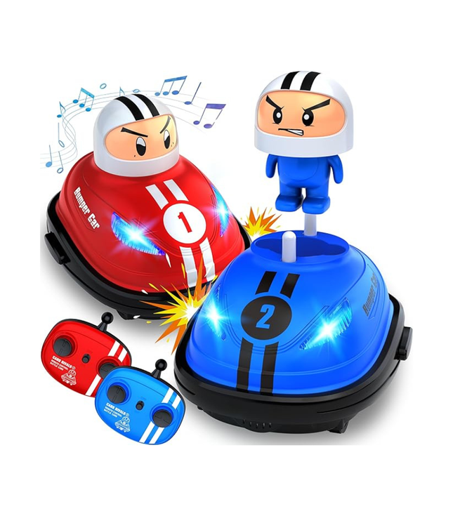 Set of 2 RC Bumper Cars,Remote Control Ejector Battle Bumper Cars with Light & Sound
