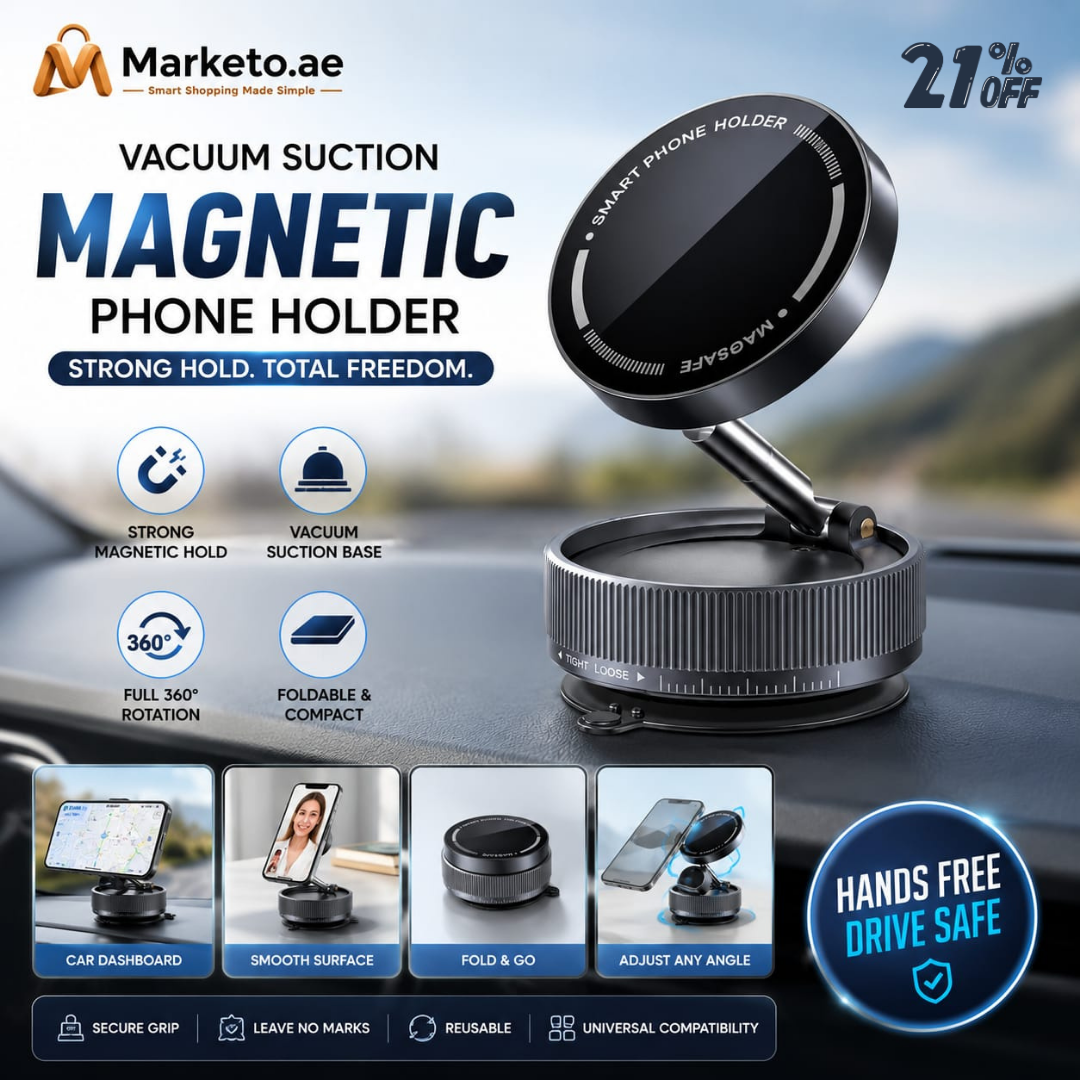 Vacuum Suction Magnetic Phone Holder with 360 Degree Rotation