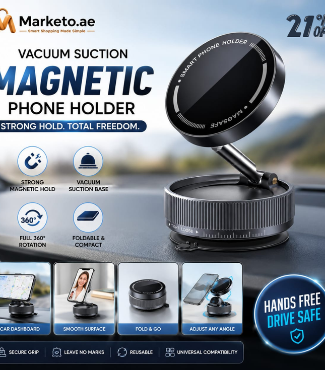 Vacuum Suction Magnetic Phone Holder with 360 Degree Rotation